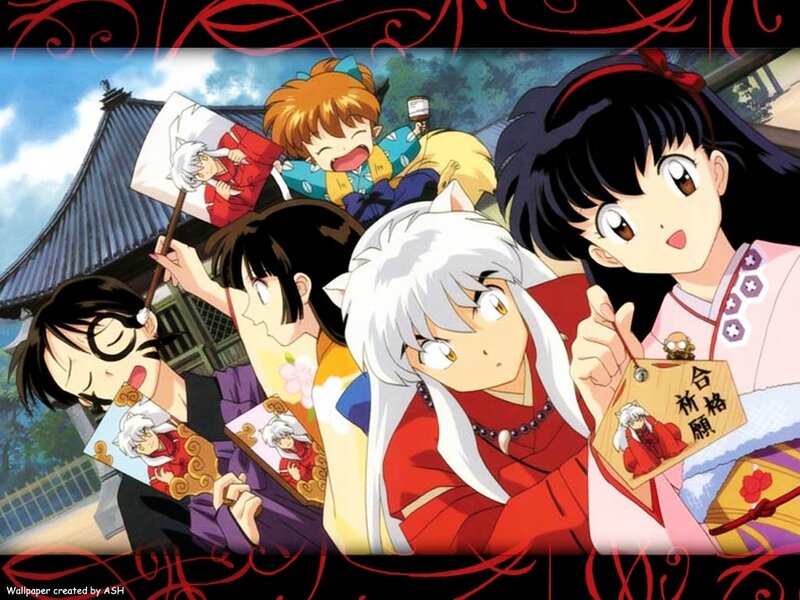 Anime Characters in Traditional Clothing — Red, Cheerful, Afternoon