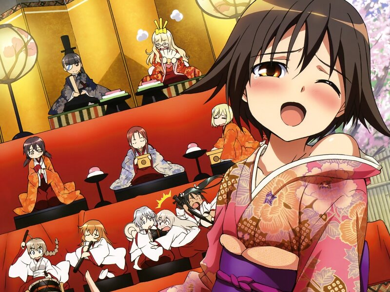 Anime characters in traditional Japanese attire