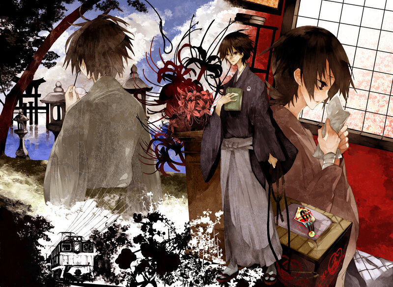 Anime characters in traditional Japanese setting
