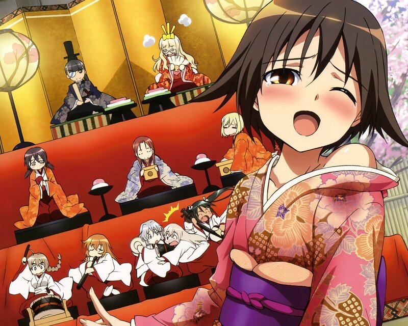 Anime characters in traditional Japanese setting