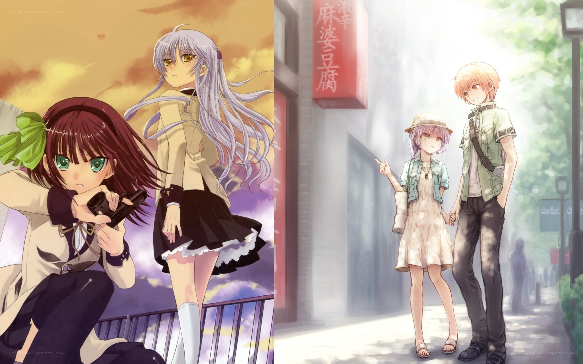 Anime characters in two scenes