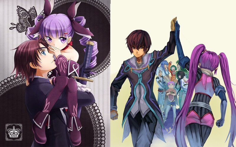 Anime characters in two scenes