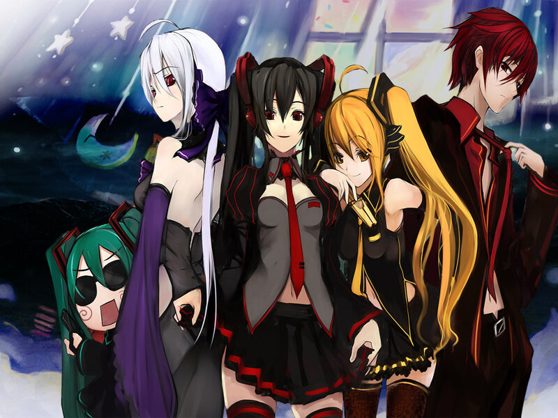 Anime Characters in Uniform — Black, Dramatic, Night