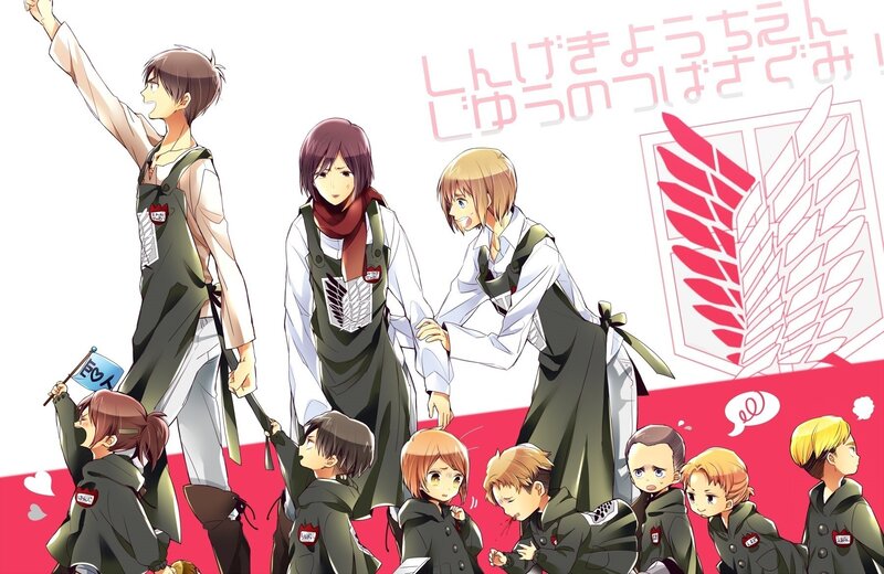 Anime Characters in Uniform — Red, Cheerful