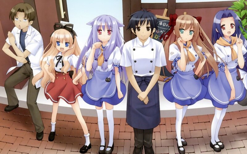 Anime Characters in Uniforms — Blue, Cheerful