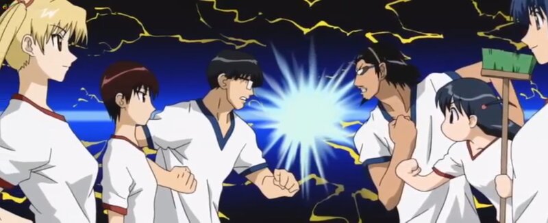 Anime Characters in Uniforms — Blue, Dramatic, Night