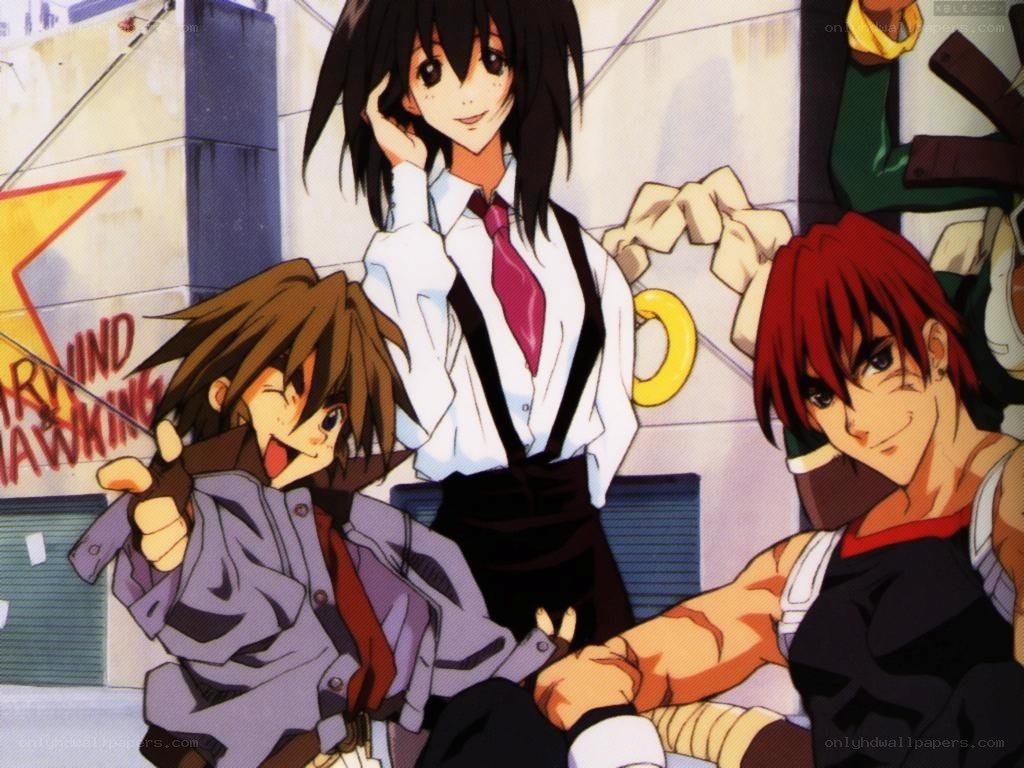 Anime characters in urban setting