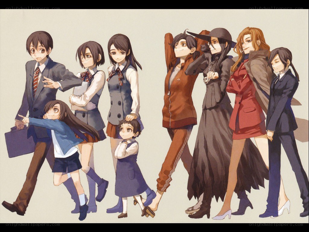 anime characters in various outfits