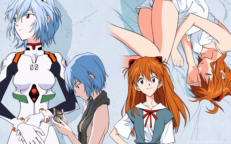Anime Characters in Various Poses — Blue, Calm