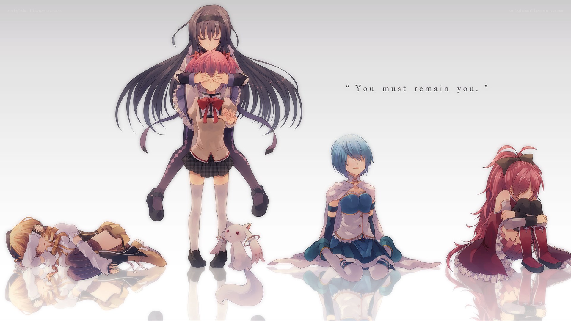 anime characters in various poses