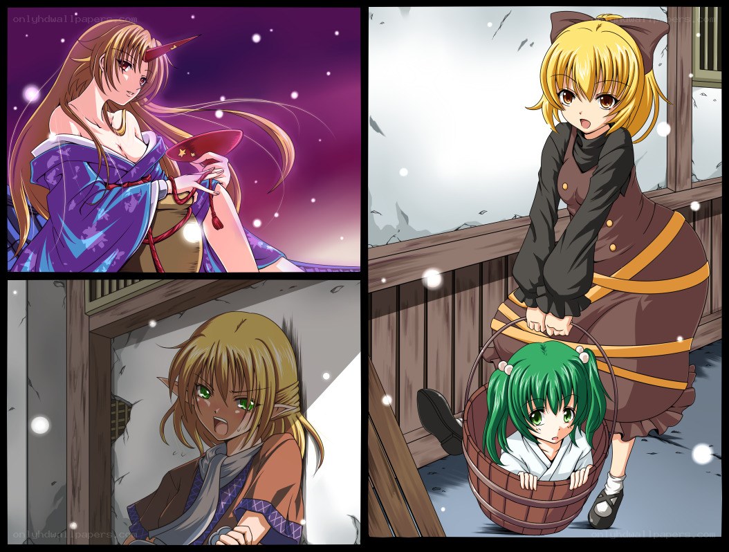 anime characters in various scenes