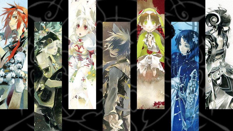 Anime Characters in Vertical Panels — Black, Dramatic