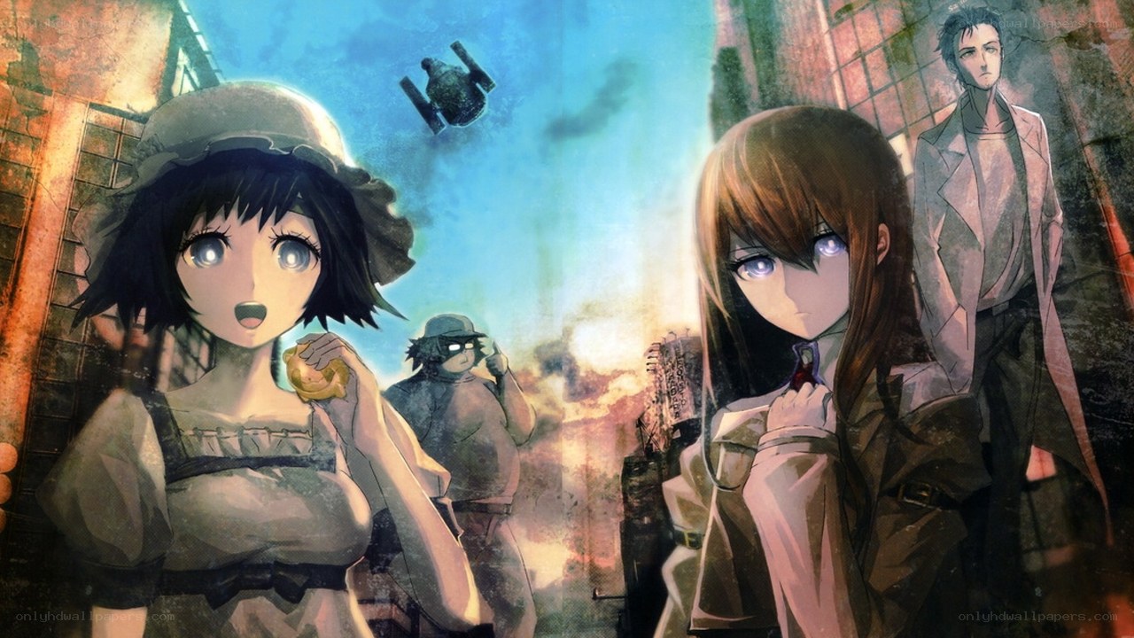 Anime characters in war-torn city