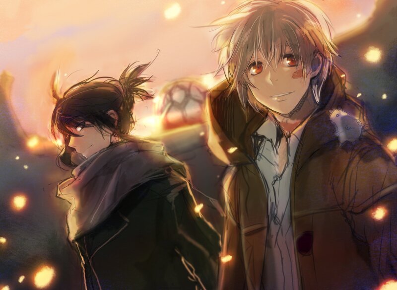Anime characters in warm light