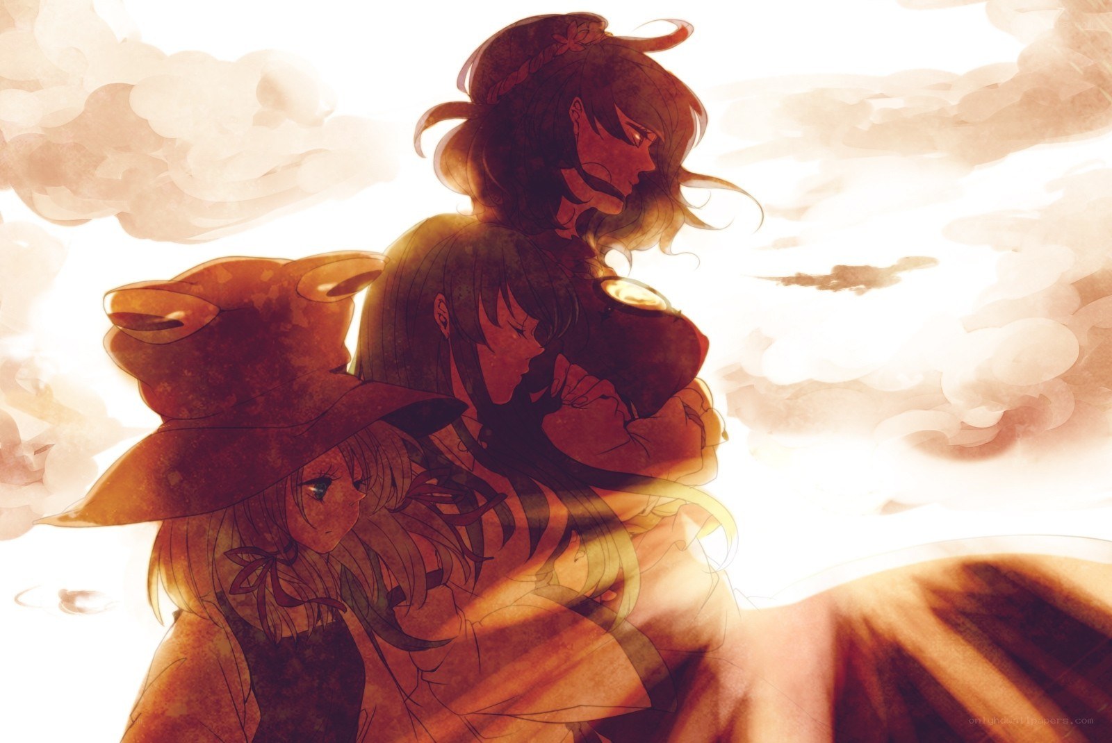 anime characters in warm light