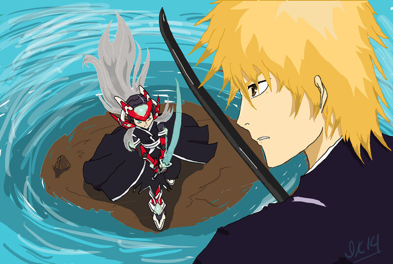 anime characters in water