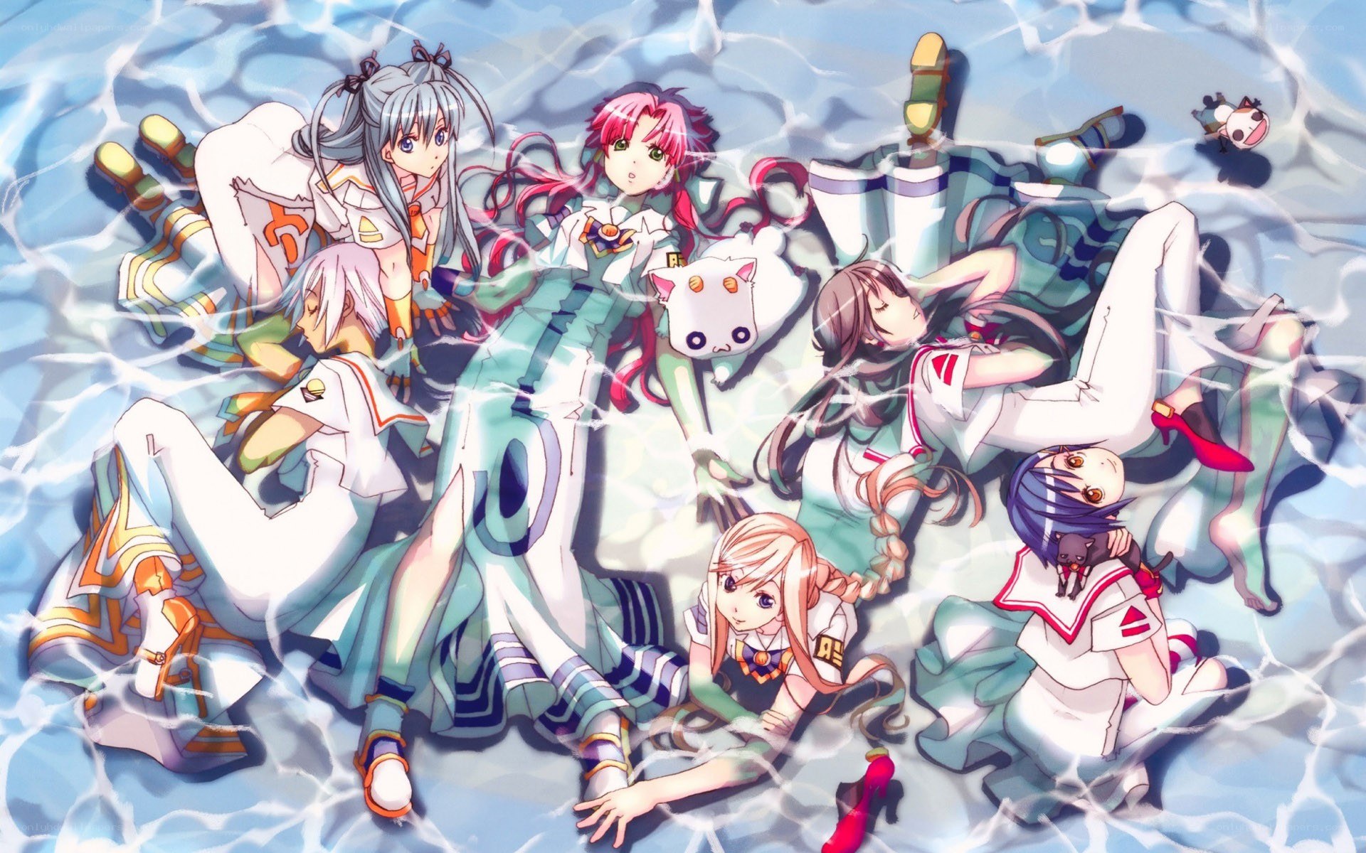 anime characters in water