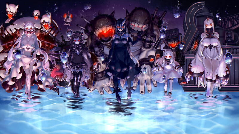Anime Characters in Water — Blue, Dramatic, Night