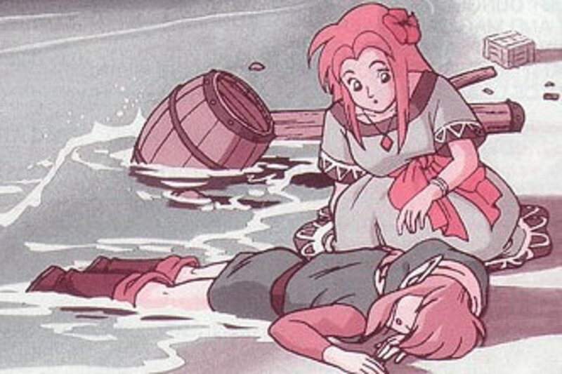 Anime characters in water scene