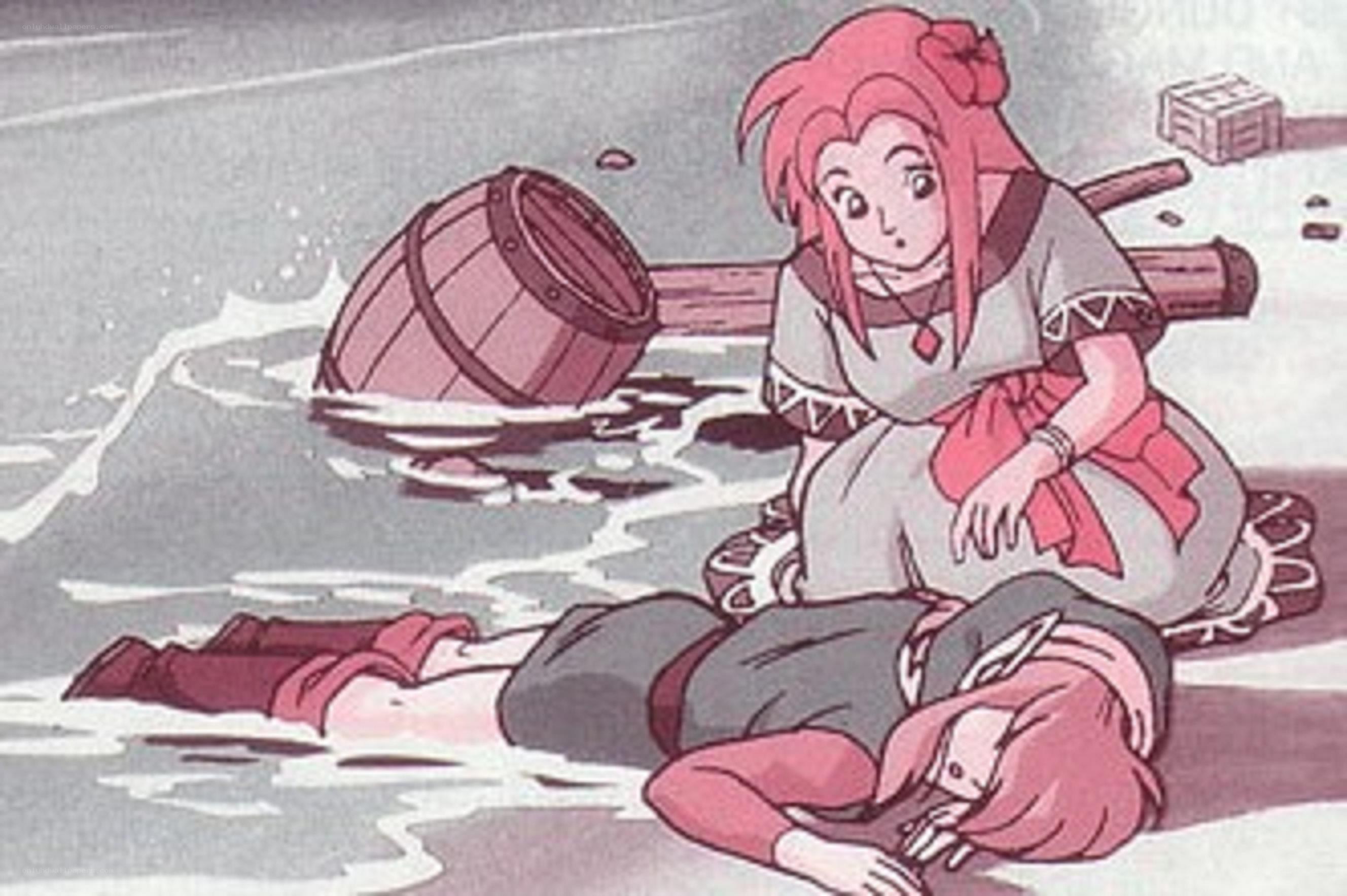Anime characters in water scene