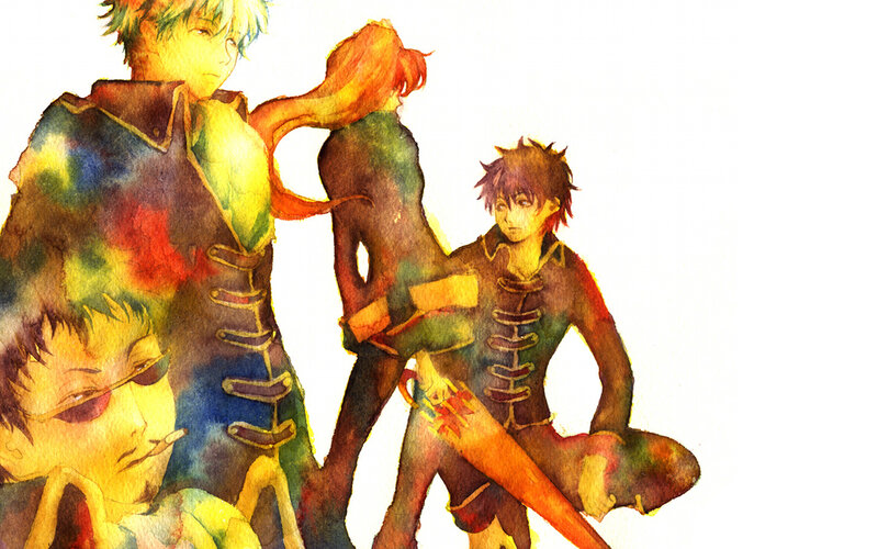 anime characters in watercolor