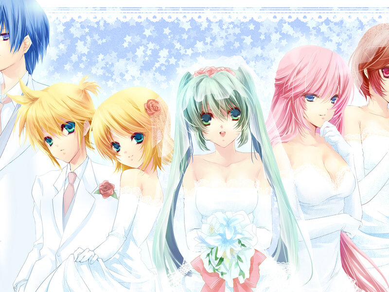 Anime Characters in Wedding Attire — White, Festive