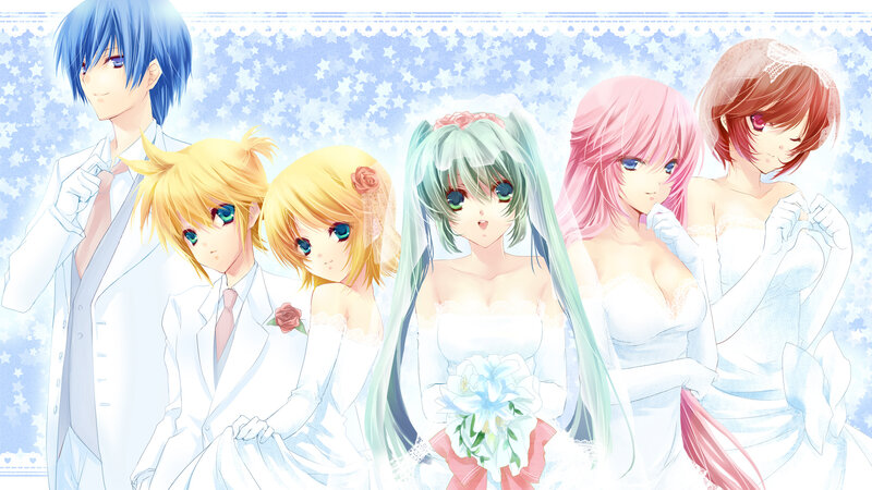 Anime Characters in Wedding Attire — White