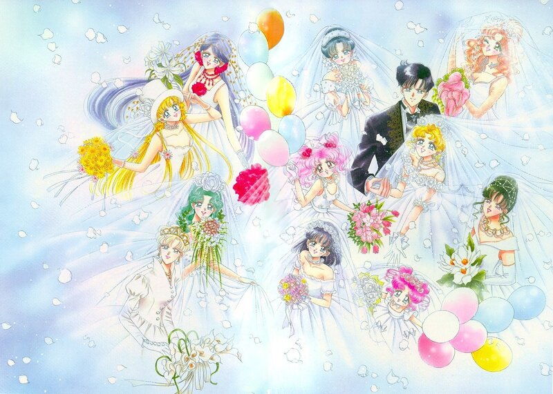 Anime Characters in Wedding Dresses — White, Celebratory, Manga