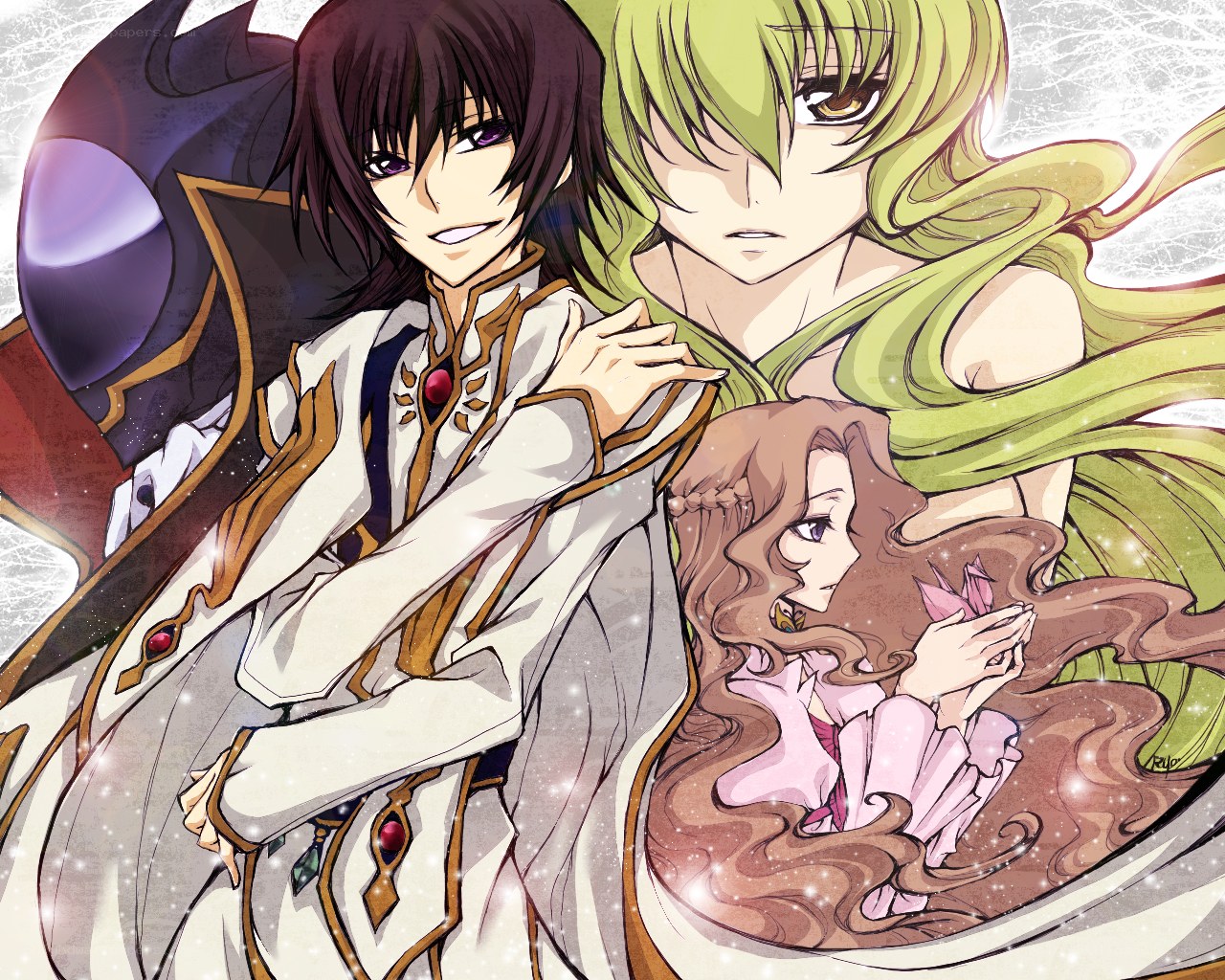 anime characters in white robes
