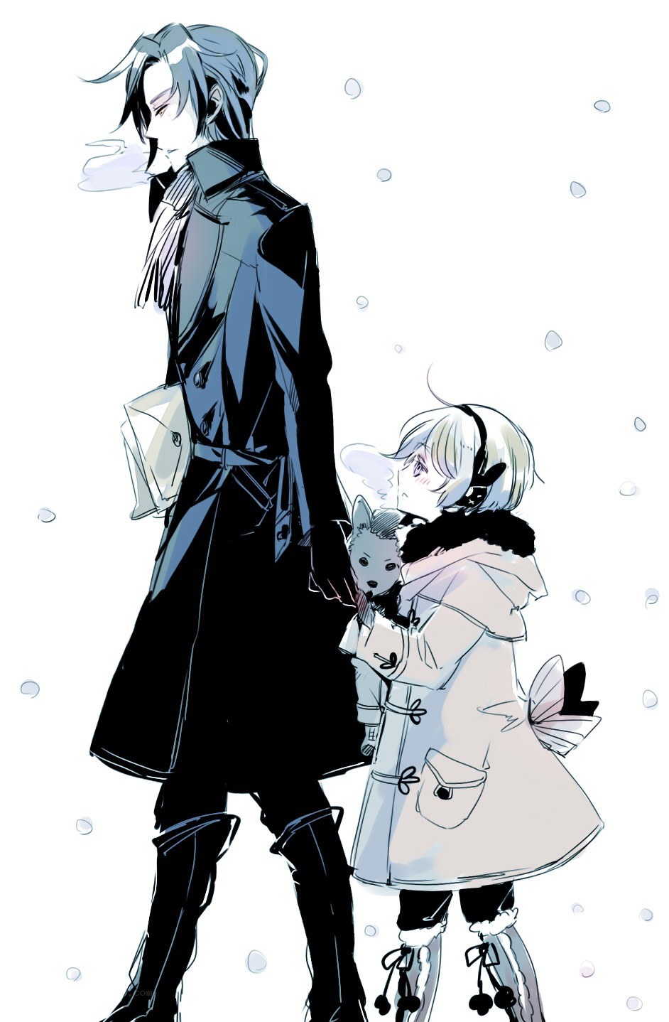 Anime characters in winter