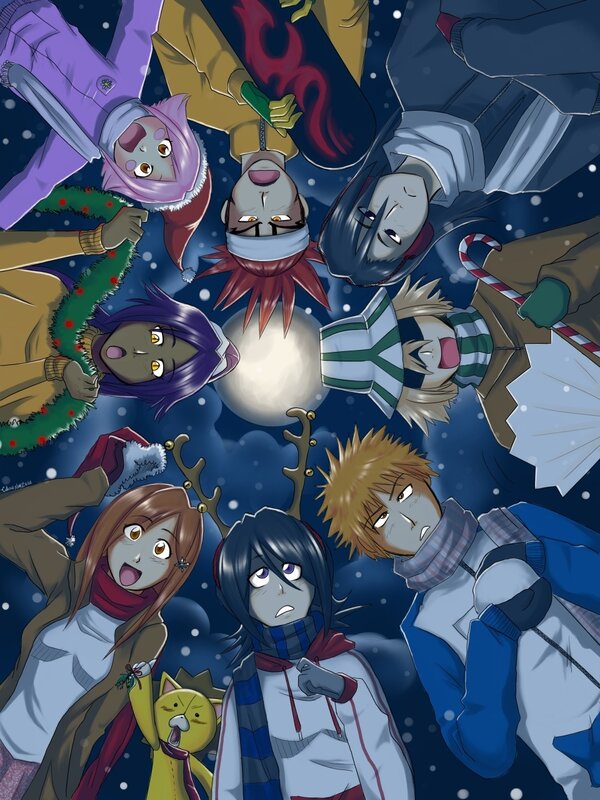 Anime Characters in Winter — Blue, Festive, Night