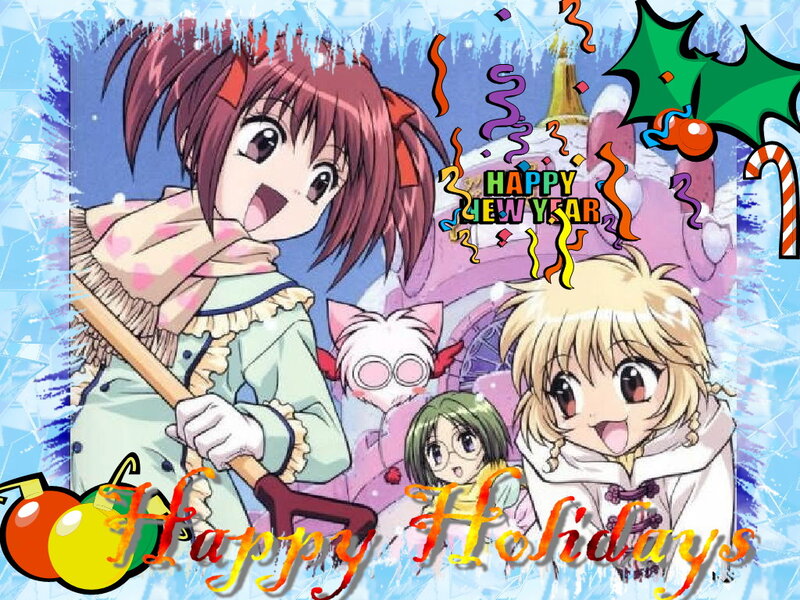 Anime Characters in Winter — Blue, Festive