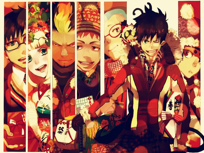 Anime Characters in Winter Clothes — Red, Festive