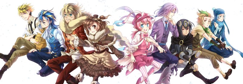 anime characters in winter clothing
