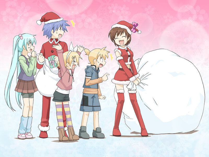 Anime Characters in Winter — Pink, Festive