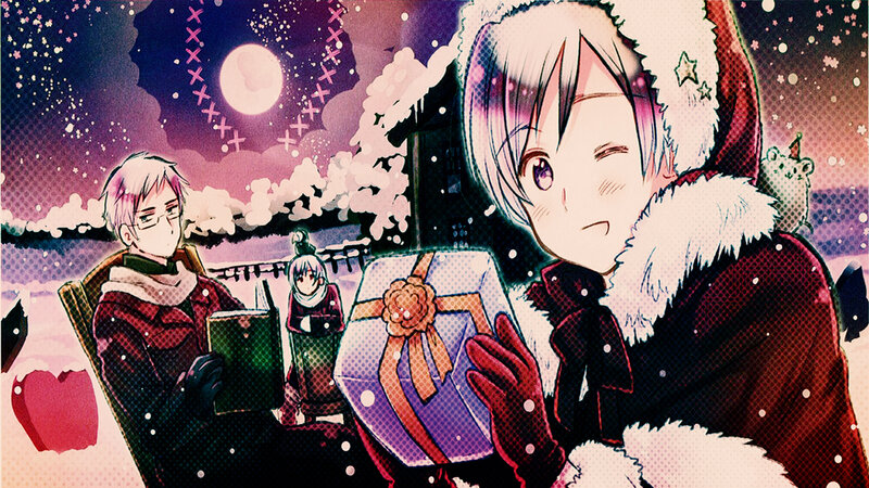 Anime Characters in Winter — Purple, Festive