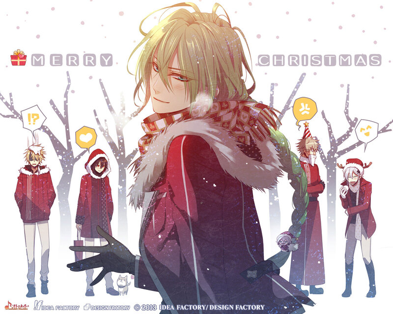 Anime Characters in Winter — Red, Festive, Digital Art