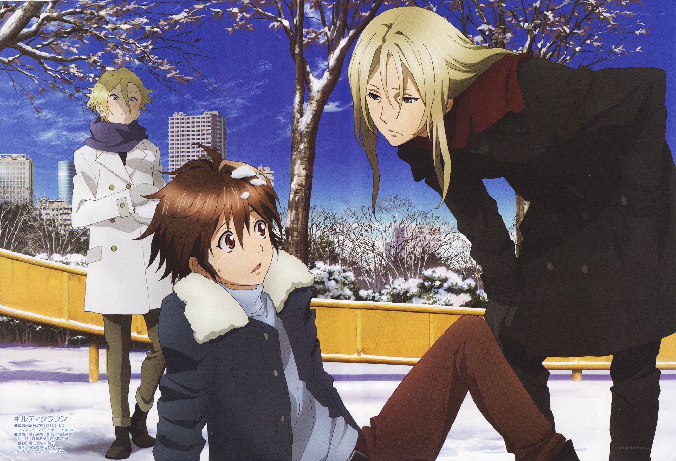 Anime characters in winter scene