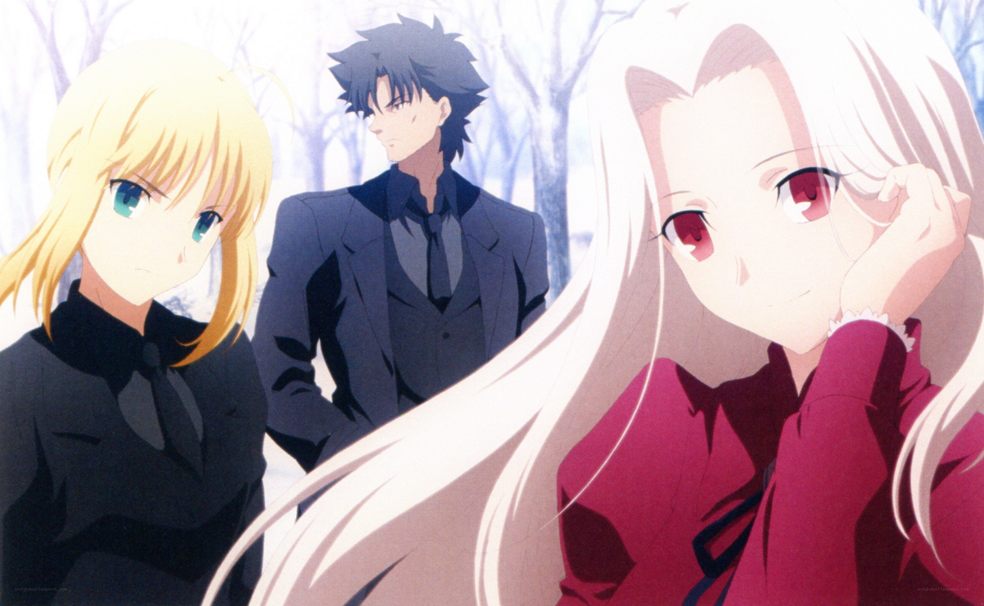 anime characters in winter scene