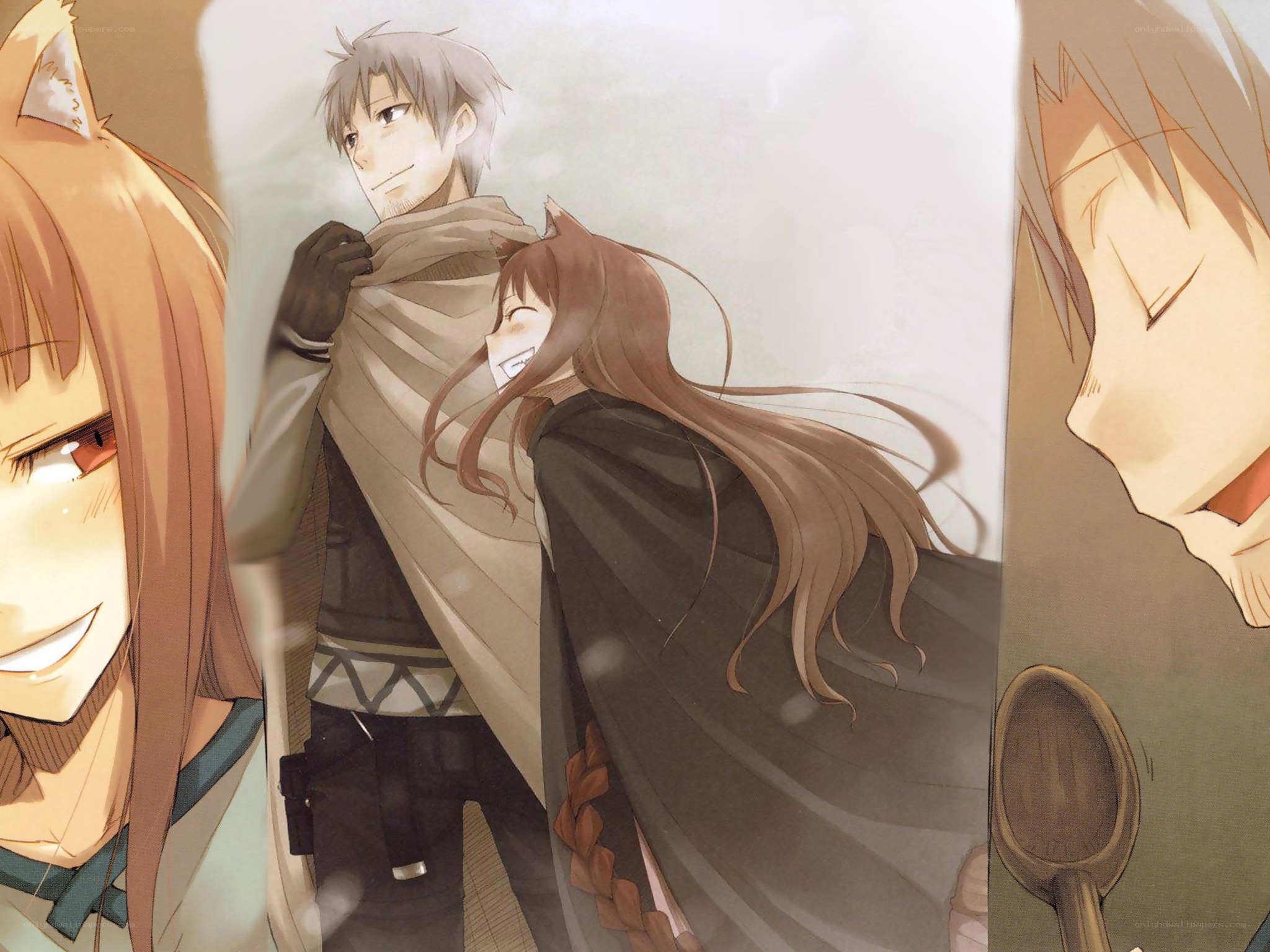 anime characters in winter scene