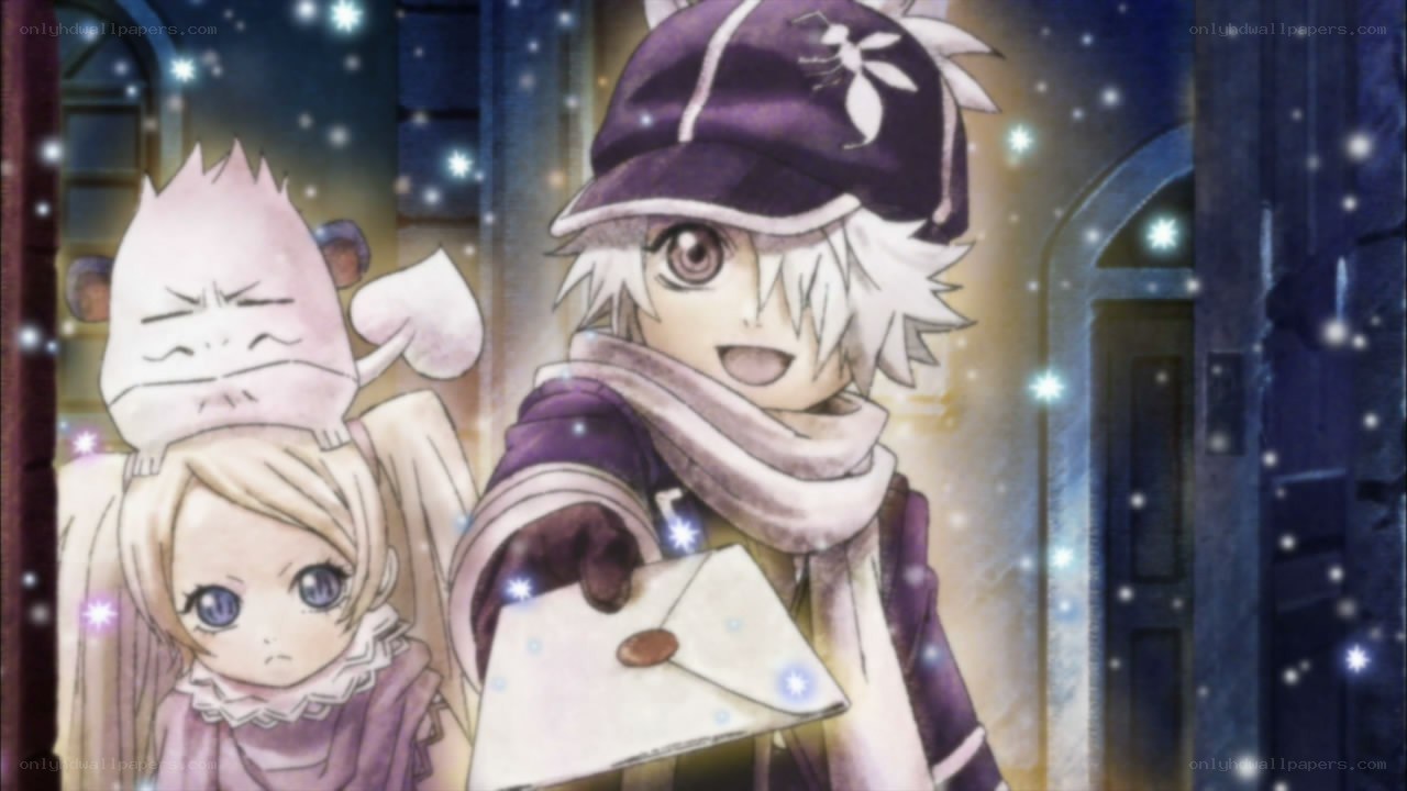 anime characters in winter scene