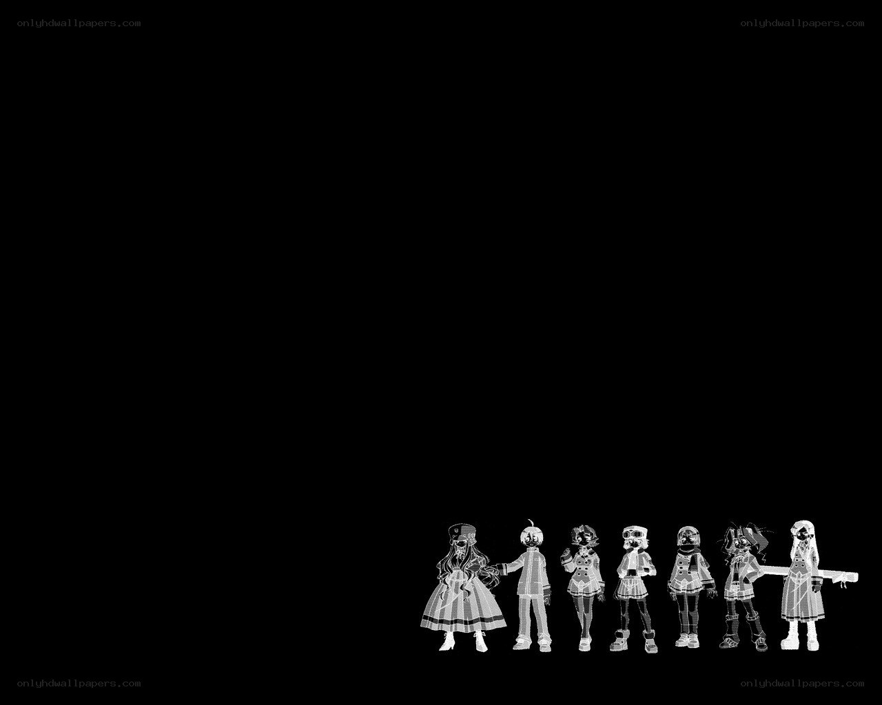 anime characters in x-ray style