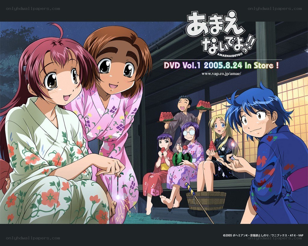 Anime characters in yukata