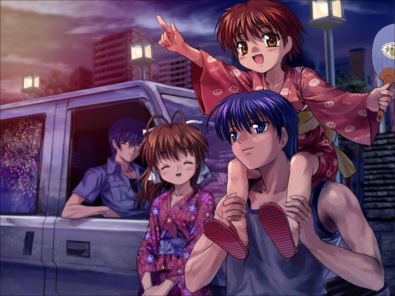Anime Characters in Yukata — Purple, Festive