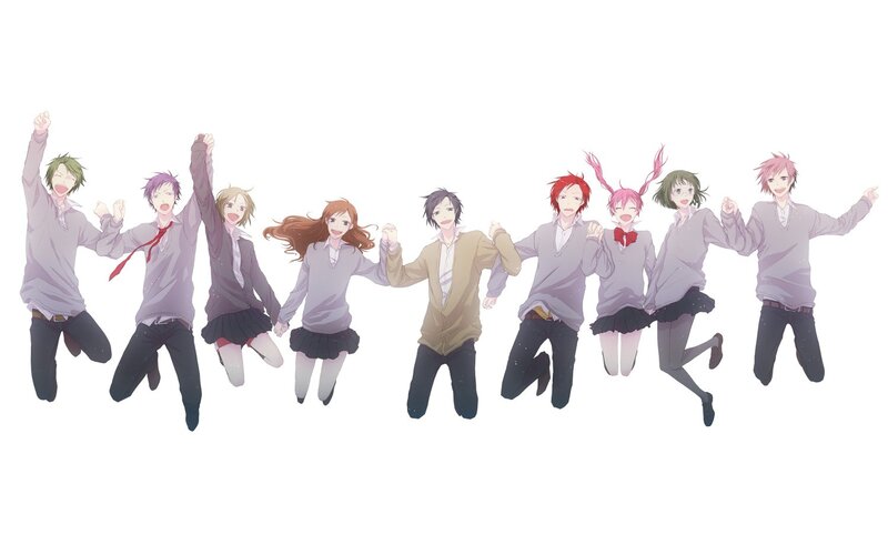 Anime Characters Jumping — White