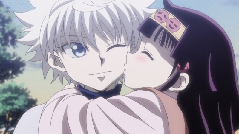 Anime Characters Kissing — White