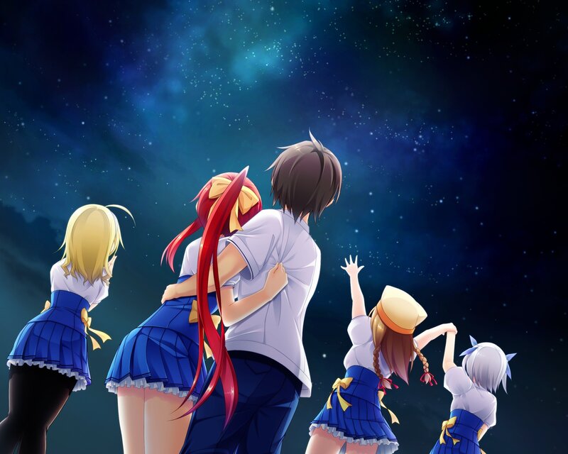 Anime Characters Looking at Stars