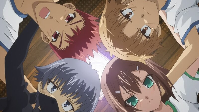 anime characters looking up