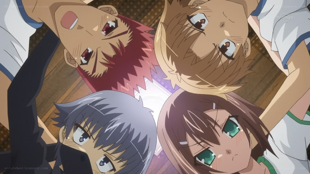 anime characters looking up