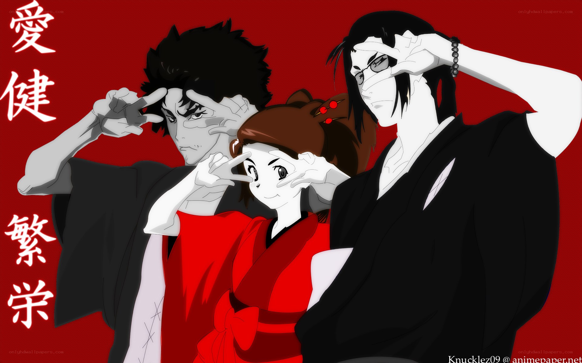 anime characters making hand signs